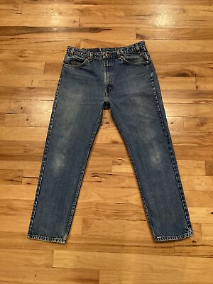 #ad Vintage Levi’s 505 Orange Tab Straight Regular Blue Jeans Mens 38 Fits 36 x 29