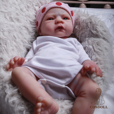 #ad 18.5 in Full Soft Platinum Silicone Baby Dolls Handmade Newborn Baby Girl Dolls