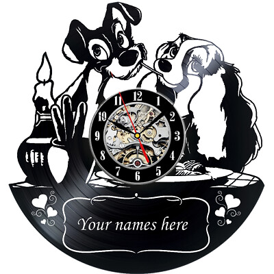 #ad Personalised Lady and The Tramp Vinyl Wall Clock Decor Gift Sign Art Modern