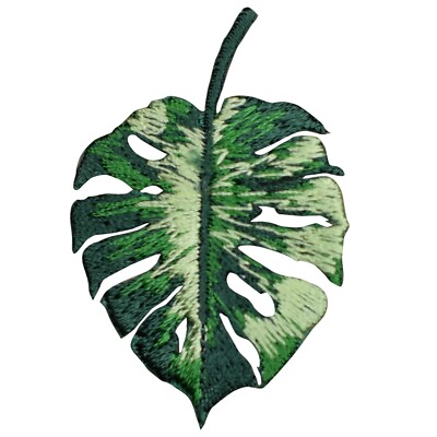 #ad Small Monstera Leaf Applique Patch Tropical Variegated House Plant 2quot; Iron on