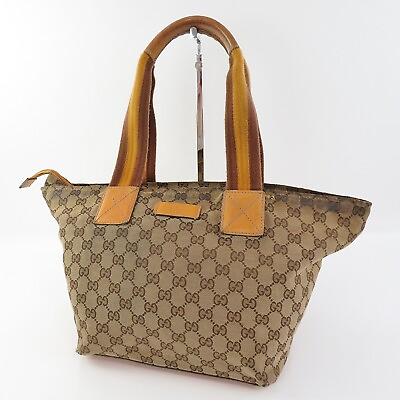 #ad Auth GUCCI Brown GG Canvas and Leather Tote Bag Purse #55597F