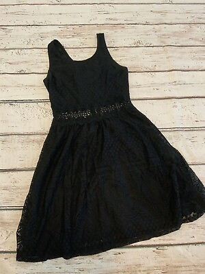 #ad Xhilaration Girls Black Lace Sleeveless Dress Size XL