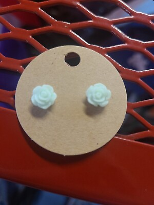#ad Handmade Petite Mint Green Flower Rose Post Back Earrings