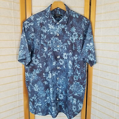 #ad Bugatchi Floral Printed Shirt Short Sleeve Button Down Shaped Fit 100% Cotton XL