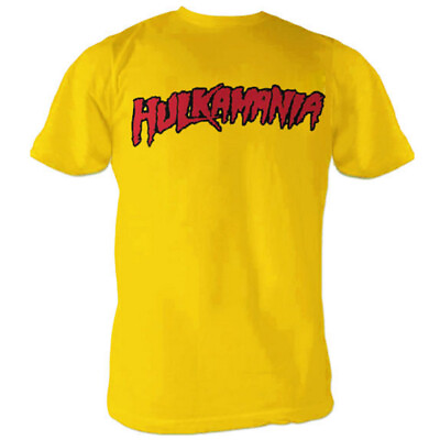 #ad Adult Hulk Hogan Hulkamania Official Licensed T Shirt WWF Wrestling Yellow Tee