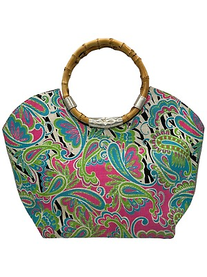 #ad The Bag Lady Mudpie Paisley beach tote bag with bamboo handles