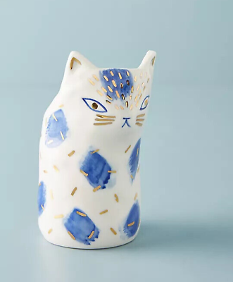 #ad Anthropologie BIRDCANFOX Cat Vase Kitten Planter Pot Cup Ceramic NEW