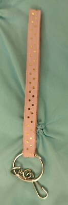 #ad Keychain Wristlet Strap pink with white dots