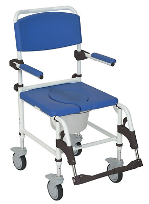 #ad Drive Medical Aluminum Rehab Shower Commode Chair with Four Rear Locking Casters