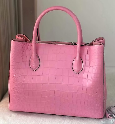 #ad Premium Grade Croc Leather Women Handbag Shoulder Bag Cross Body Pink w Strap