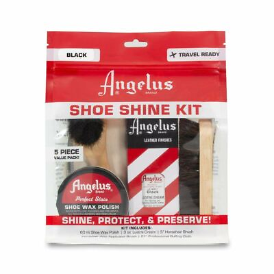#ad Angelus Shoe Shine Travel Kit 5 Pieces Black