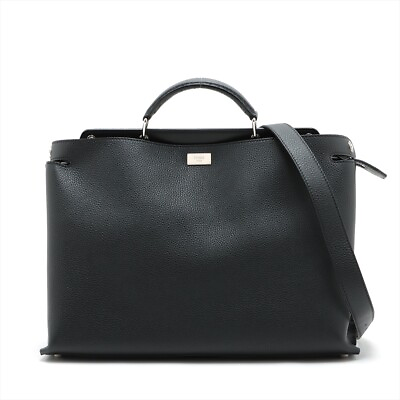 #ad Fendi Iconic Essential Leather 2WAY Handbag Black 7VA476