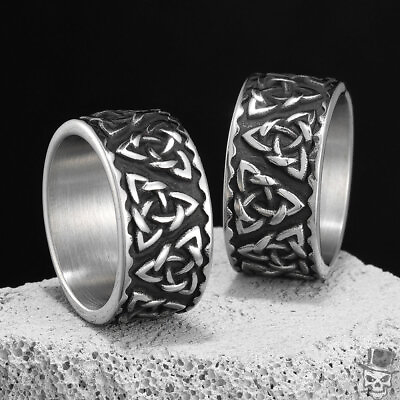 #ad Sculpt Rings™ Nordic Viking Celtic Knot Stainless Steel Ring Punk Style