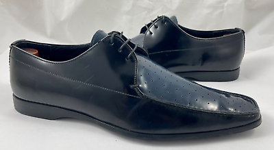 PRADA Men#x27;s Size USA 9 Patent Leather Perforated Lace Up Oxford Shoes Reg $640 $99.97