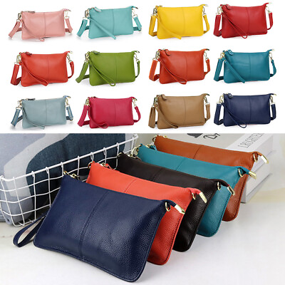 #ad Leather Envelope Clutch Bag Adjustable Genuine Shoulder Bag Messenger Handbag