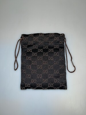 #ad Gucci Brown Drawstring Small Pouch Jewelry Bag Watch Polishing Cloth 4.25x5.25