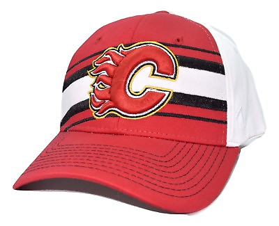 #ad Calgary Flames Zephyr NHL Line Change Stretch Fit Hockey Cap Hat Medium Large