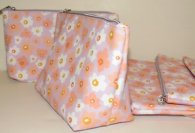 #ad 4 Ulta Pink Purple Floral NEW Cosmetic Bag Bags Set Makeup Travel Toiletry Vinyl