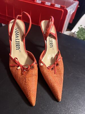 #ad Sam and Libby Orange Womens heels 3” size 6.5
