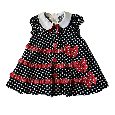 #ad Bonnie Baby Polka Dot Ribbon Dress Toddler Girl 24 Months