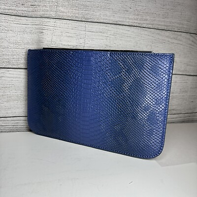 #ad Zara Basic Faux Snakeskin Blue Clutch Envelope Purse Tiny Flaw See Pics 12x7.5
