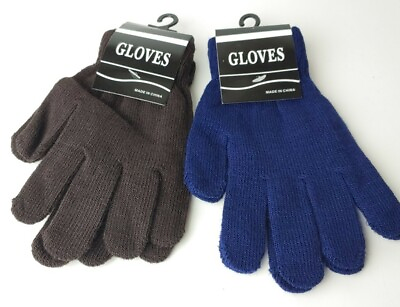 #ad New Women#x27;s 2 Pairs Warm Knit Gloves Winter Gloves Girls Blk Blu FREE SHIPPING