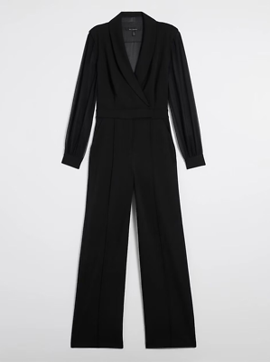 #ad White House Black Market Long Sleeve Sheer Sleeve Jumpsuit Women#x27;s 4 NWT