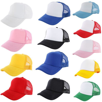 #ad Trucker Hat Mesh Baseball Cap Women Men Adjustable Breathable Curved Visor Hat
