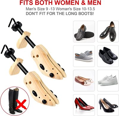 #ad Pair 2 way Wooden Adjustable Shoe Stretcher Expander for Men Women Size 5 13 US
