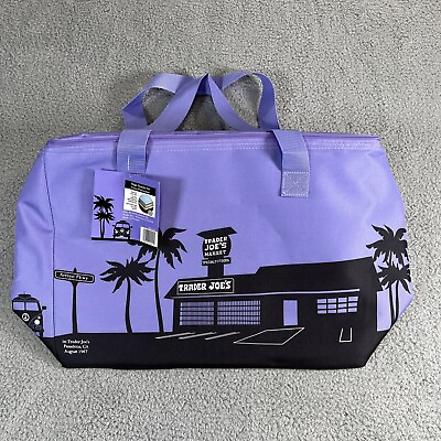 #ad TRADER JOE#x27;S EXTRA LARGE LAVENDER INSULATED COOLER SHOPPING BAG