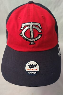 #ad Women#x27;s MLB Minnesota Twins Fan Favorite SEQUIN Adjustable Hat Cap NEW w TAGS