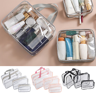 #ad Travel Makeup Bag Three Piece Set Pvc Transparent Small Portable Makeup