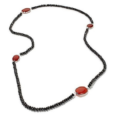 #ad HSN Rarities fine jewelry with carol brodie carnelian and black 29quot; Necklace
