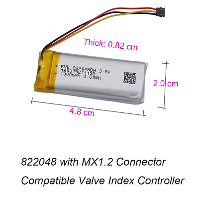 #ad 3.8V 1000mAh 3.8Wh Li Lipo Battery 822048 MX1.2 3Pin For Valve Index Controller