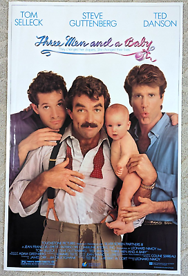 #ad Three Man amp; A Baby 1987 Home Video Movie Poster 26X40 Rolled 1 Sheet