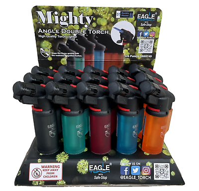 #ad Eagle Torch Angle Double Torch Windproof Adjustable Butane Jet Flame New 15 Pack