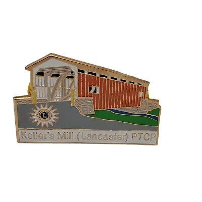 #ad Kellers Mill Lancaster PTCP Orange Covered Bridge Lions Club Pin Trader LITPC