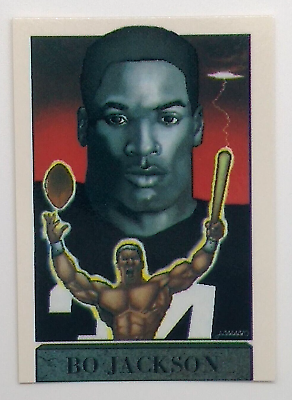 #ad 1990 Broder Oddball Promo Art Bo Jackson Card Raiders Royals