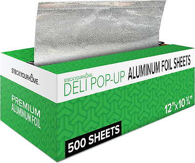 #ad 500 Count Pre Cut Deli Aluminum Foil Sheets 12” Pop up Foil Sheets for Restaura