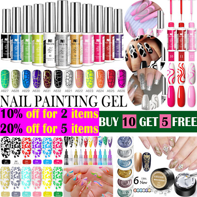 #ad Nail Art Gel Nail Polish Liner Painting Vanishes UV Gel Manicure Tools DIY 8mm