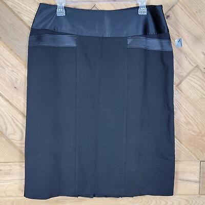 #ad Worthington Womens Pencil Skirt Pleated Back Knee Length Side Zip Size 14 Black