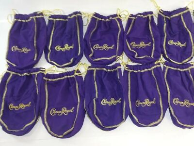 #ad Lot of 10 Crown Royal 9quot; Purple Drawstring Bags Medium size