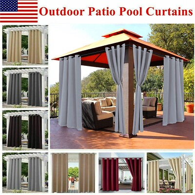 #ad Outdoor Curtains Waterproof Thermal Insulated Blackout Curtains for Patio Garden