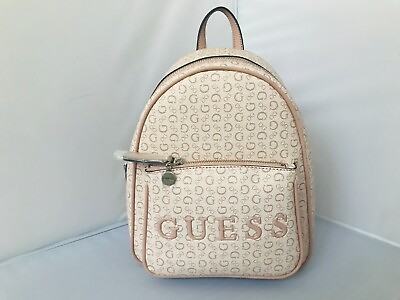 #ad GUESS RODNEY LIGHT ROSE G LOGO Faux Leather Small Backpack NEW