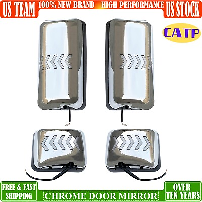 #ad Hino Sequential LED Signal Upper amp; Lower Door Mirrors Set Chrome 2008 2021