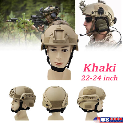 #ad Multi function Military Tactical Protective ABS Helmet Airsoft Paintball Khaki