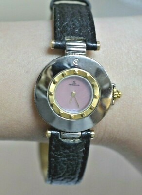 #ad Jaeger LeCoultre Stainless 18k Rendezvous Pink Face Leather Quartz Watch w Box