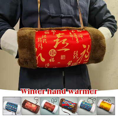 #ad Winter Muff Fluffy Hand Warmer Soft Thicken Fur Mittens Warm Sleeve Printed