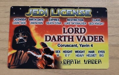 #ad Darth Vader Star Wars Novelty ID License