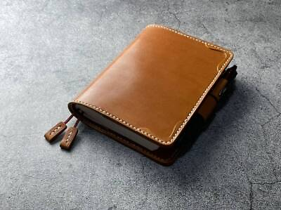 #ad Hand Stitched Camel Leather Cover For Hobonichi Techo A6 Holder 2 Bookmarks ZE